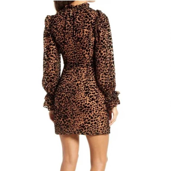 Lavish Alice Size 2 Hi Neck Micro Ruffle Animal Print Dress NWT - Picture 4 of 9